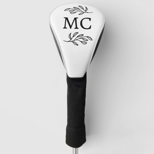 Personalized Monogram Initials Botanical Leaf Golf Headcover (Vorderseite)