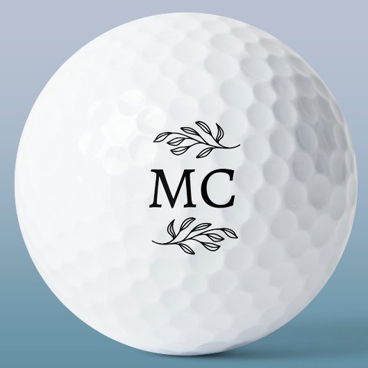 Personalized Monogram Initials Botanical Leaf Golfball