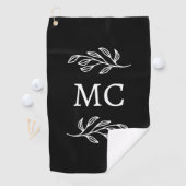 Personalized Monogram Initials Botanical Leaf Golfhandtuch (Insitu)