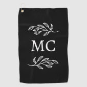 Personalized Monogram Initials Botanical Leaf Golfhandtuch (Vorderseite)