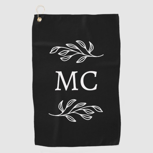 Personalized Monogram Initials Botanical Leaf Golfhandtuch (Vorderseite)