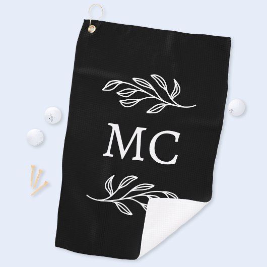 Personalized Monogram Initials Botanical Leaf Golfhandtuch