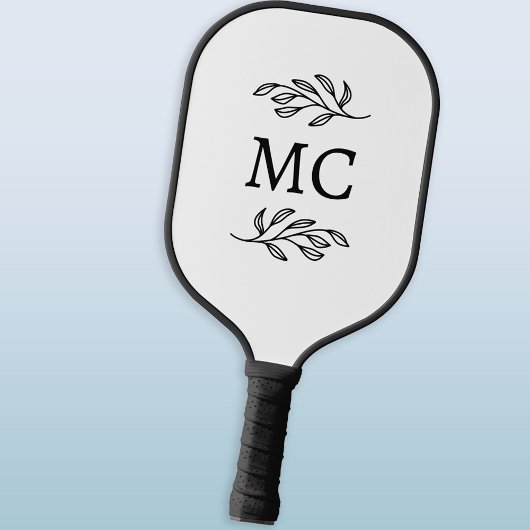 Personalized Monogram Initials Botanical Leaf Pickleball Schläger