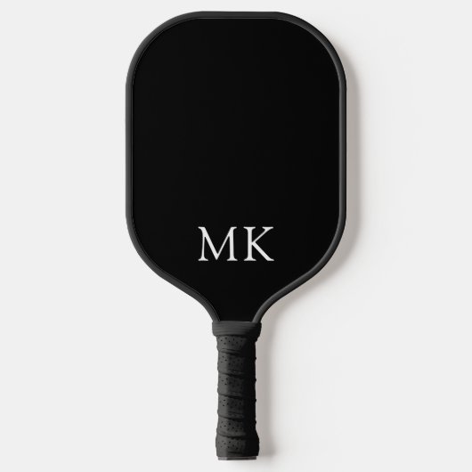 Personalized Monogram Initials Modern Black White Pickleball Schläger (Vorderseite)