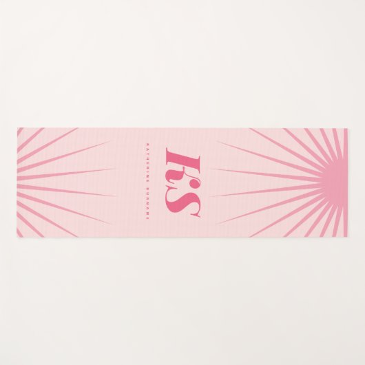 Personalized Monogram Initials Pink Yoga Mat Yogamatte (Vorderseite (Horizontal))
