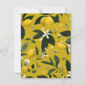 Personalized Monogram Lemon Citrus Mitteilungskarte (Rückseite)