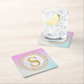 Personalized Monogram Mandala Gold and Blue Rechteckiger Pappuntersetzer (Vor Ort)