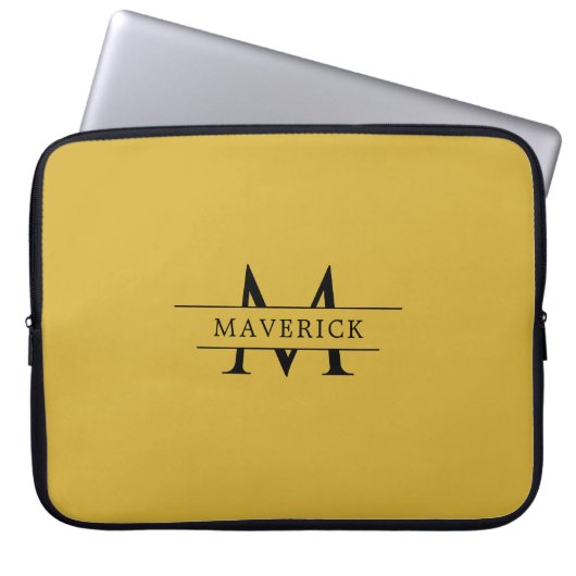 Personalized Monogram Metallic Gold Laptop Sleeve (Vorderseite)