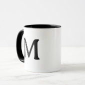 Personalized Monogram Modern Black White Mug Tasse (Vorderseite Links)