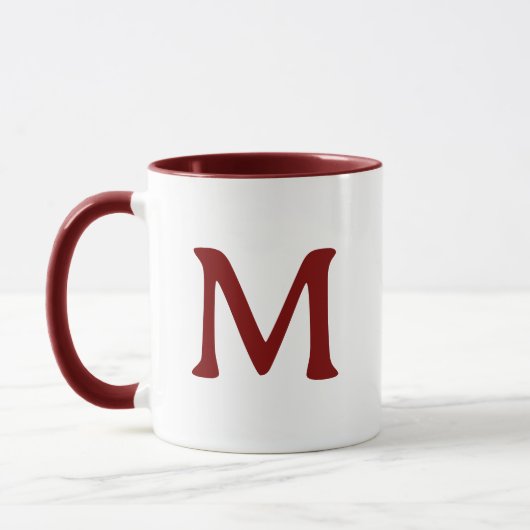 Personalized Monogram Modern Maroon White Mug Tasse (Links)