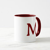 Personalized Monogram Modern Maroon White Mug Tasse (VorderseiteRechts)