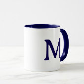 Personalized Monogram Modern Navy Blue White Mug Tasse (VorderseiteRechts)