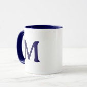 Personalized Monogram Modern Navy Blue White Mug Tasse (Vorderseite Links)