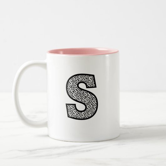 Personalized Monogram Mug Minimalist Letter O Pat Zweifarbige Tasse (Links)