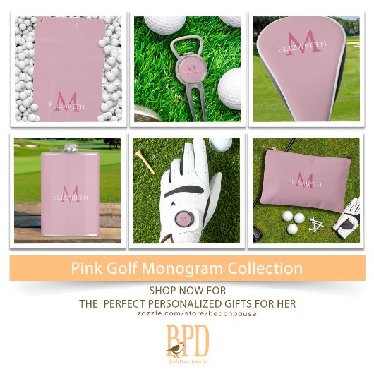 Personalized Monogram Name Initial Pink Golf Headcover