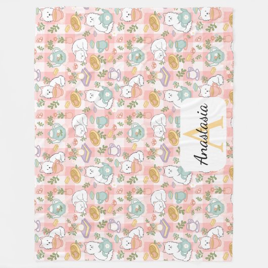 Personalized Monogram Name Pastel High Tea Pink Fleecedecke (Vorderseite)