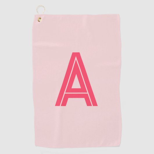 Personalized Monogram Pink Red Golfhandtuch (Vorderseite)