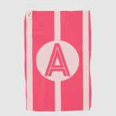 Personalized Monogram Pink Red Stripe Golfhandtuch (Vorderseite)