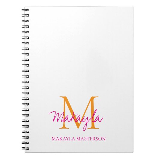 Personalized Monogram Pink Script Name Notizblock (Vorderseite)