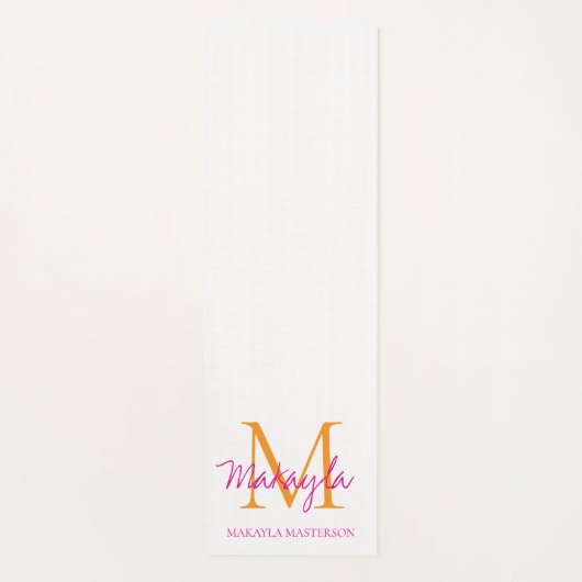 Personalized Monogram Pink Script Name  Yogamatte (Vorderseite)