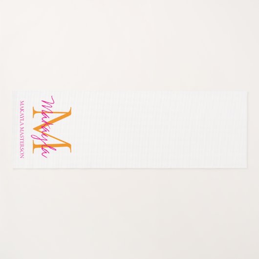 Personalized Monogram Pink Script Name  Yogamatte (Vorderseite (Horizontal))