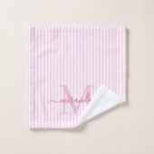 Personalized Monogram Pink & White Stripes Badhandtuch Set (Waschlappen)