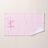 Personalized Monogram Pink & White Stripes Badhandtuch Set (Handtuch)
