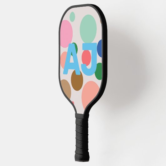 Personalized Monogram Polka Dot Pattern Pickleball Schläger (Links)
