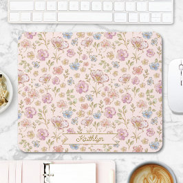 Personalized Monogram Pretty Vintage Floral Mousepad