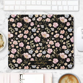 Personalized Monogram Pretty Vintage Floral Mousepad