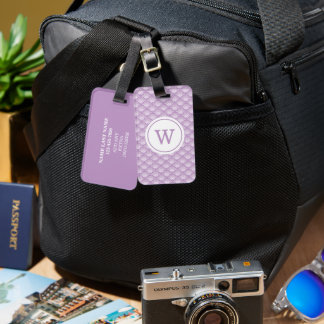 Personalized Monogram Purple Floral Pattern Gepäckanhänger