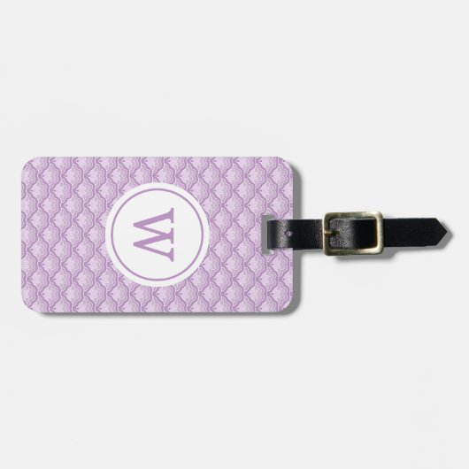 Personalized Monogram Purple Floral Pattern Gepäckanhänger (Vorderseite horizontal)