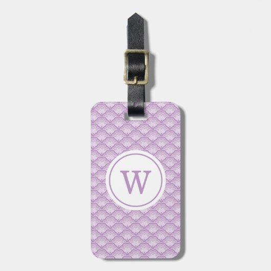 Personalized Monogram Purple Floral Pattern Gepäckanhänger (Vorderseite vertikal)