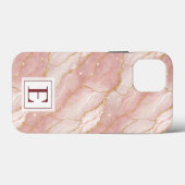 Personalized Monogram Rose Quartz Gold Case-Mate iPhone Hülle (Rückseite (Horizontal))