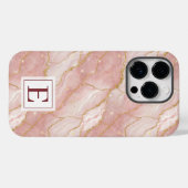 Personalized Monogram Rose Quartz Gold Case-Mate iPhone Hülle (Rückseite (Horizontal))