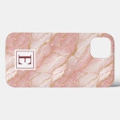 Personalized Monogram Rose Quartz Gold Case-Mate iPhone Hülle (Rückseite (Horizontal))