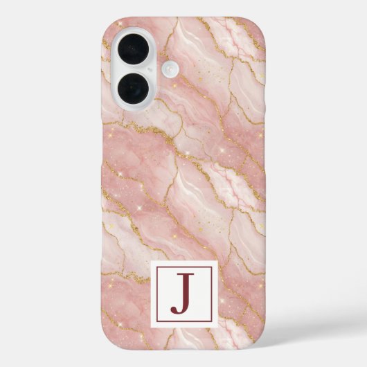 Personalized Monogram Rose Quartz Gold Case-Mate iPhone Hülle (Rückseite)