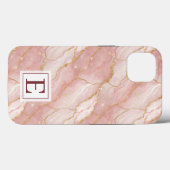 Personalized Monogram Rose Quartz Gold Case-Mate iPhone Hülle (Rückseite (Horizontal))