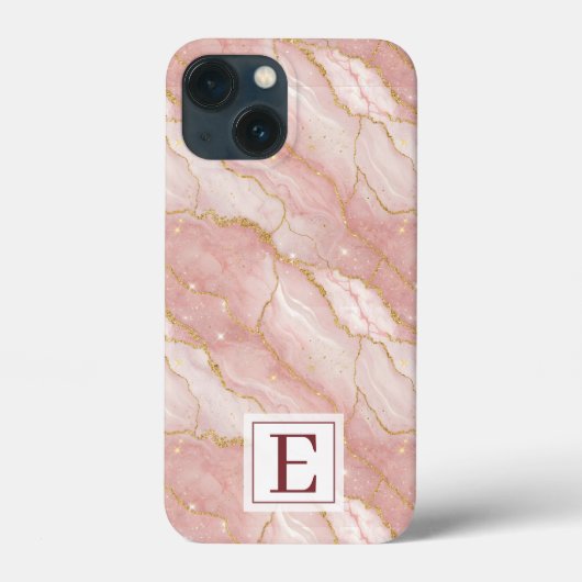 Personalized Monogram Rose Quartz Gold Case-Mate iPhone Hülle (Rückseite)
