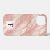 Personalized Monogram Rose Quartz Gold Case-Mate iPhone Hülle (Rückseite (Horizontal))
