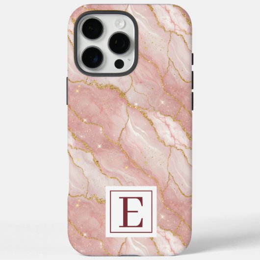 Personalized Monogram Rose Quartz Gold Case-Mate iPhone Hülle (Rückseite)