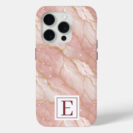 Personalized Monogram Rose Quartz Gold Case-Mate iPhone Hülle (Rückseite)