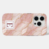 Personalized Monogram Rose Quartz Gold Case-Mate iPhone Hülle (Rückseite (Horizontal))
