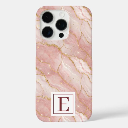 Personalized Monogram Rose Quartz Gold Case-Mate iPhone Hülle (Rückseite)