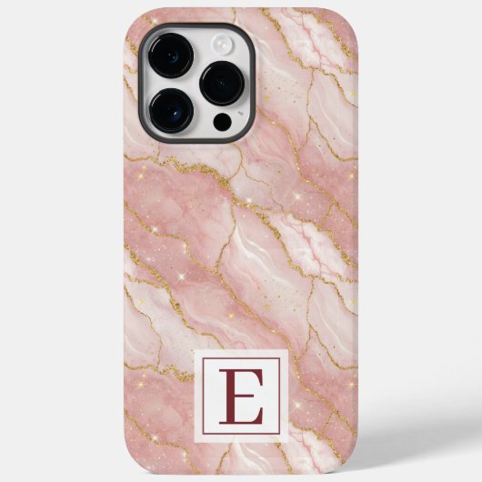 Personalized Monogram Rose Quartz Gold Case-Mate iPhone Hülle (Rückseite)