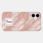 Personalized Monogram Rose Quartz Gold iPhone Hülle (Rückseite (Horizontal))