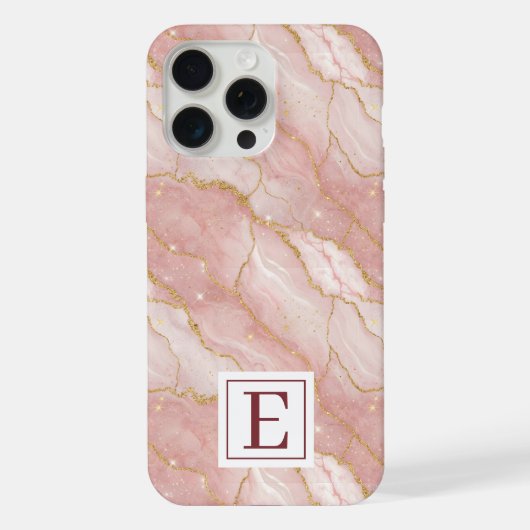 Personalized Monogram Rose Quartz Gold iPhone Hülle (Rückseite)