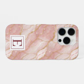 Personalized Monogram Rose Quartz Gold iPhone Hülle (Rückseite (Horizontal))
