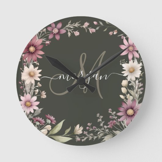 Personalized Monogram  Runde Wanduhr (Vorderseite)