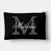 Personalized monogram small black cosmetic bag zubehörtasche (Rückseite)